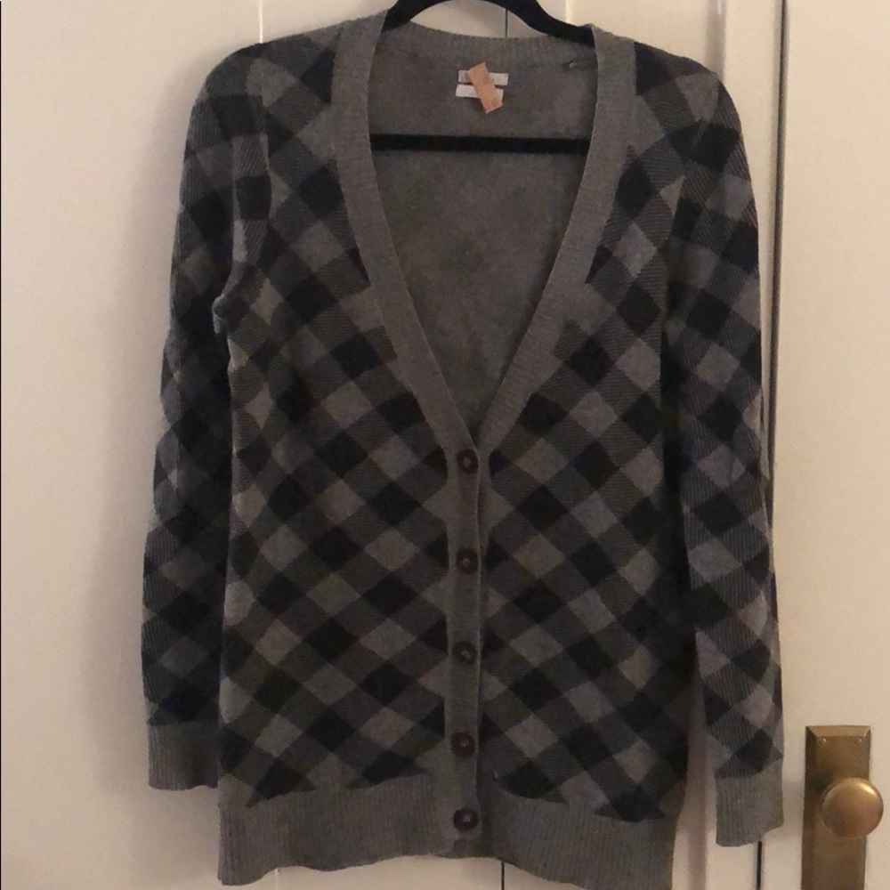 Plaid Wool Cardigan